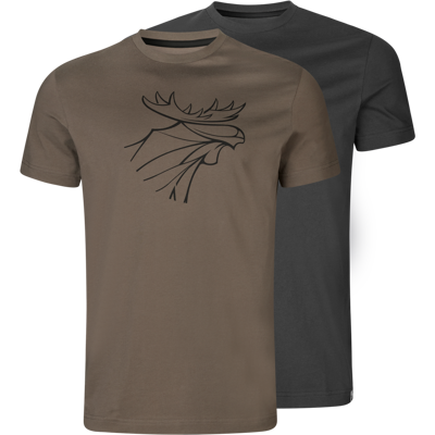 Härkila Men's Graphic T-Shirt 2-Pack Brown Granite/Phantom Brown granite/Phantom M Härkila Men's Graphic T-Shirt 2-Pack Brown Granite/Phantom Brown granite/Phantom M