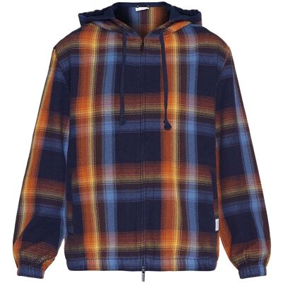 Knowledge Cotton Apparel Men's Checked Hoodie Twill Zipper Jacket Blue Check M Knowledge Cotton Apparel Men's Checked Hoodie Twill Zipper Jacket Blue Check M