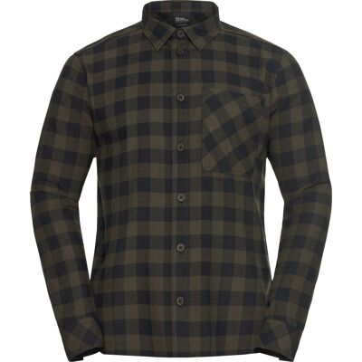 Jack Wolfskin Men's Lite Flannel Shirt Check Obsidian Moss S Jack Wolfskin Men's Lite Flannel Shirt Check Obsidian Moss S