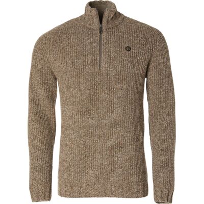 Chevalier Men's Groby Half Zip Wool Pullover Saddle Brown Neps XL Chevalier Men's Groby Half Zip Wool Pullover Saddle Brown Neps XL