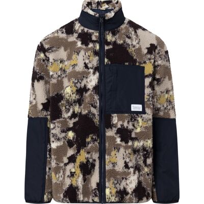 Knowledge Cotton Apparel Men's Oversized Jaquard Sherpa Jacket Brown Aop S Knowledge Cotton Apparel Men's Oversized Jaquard Sherpa Jacket Brown Aop S