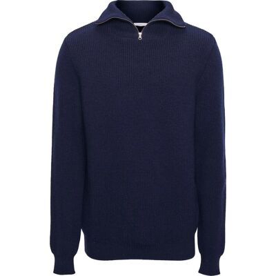 Knowledge Cotton Apparel Men's 1/2 Neck Zip Merino Wool Rib Knit Total Eclipse not_defined Knowledge Cotton Apparel Men's 1/2 Neck Zip Merino Wool Rib Knit Total Eclipse not_defined