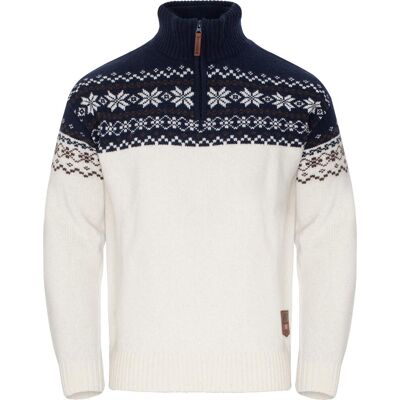 Gridarmor Men's Snøkrystall Half Zip Ullgenser Bright White/navy Blazer S Gridarmor Men's Snøkrystall Half Zip Ullgenser Bright White/navy Blazer S