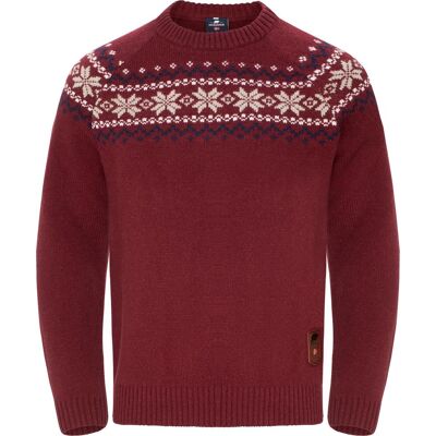 Gridarmor Men's Snøkrystall Round Neck Ullgenser Tawny Port L Gridarmor Men's Snøkrystall Round Neck Ullgenser Tawny Port L