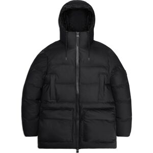 Rains Unisex Alta Long Puffer Cargo Jacket W3T4 Black M Rains Unisex Alta Long Puffer Cargo Jacket W3T4 Black M