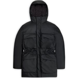 Rains Unisex Askim Long Insulated Cargo Jacket W3T4 Black S Rains Unisex Askim Long Insulated Cargo Jacket W3T4 Black S
