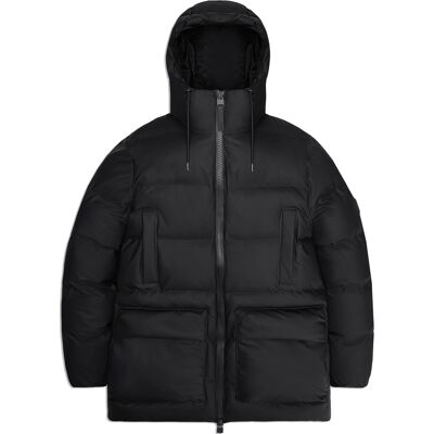 Rains Unisex Alta Long Puffer Cargo Jacket W3T4 Black XL Rains Unisex Alta Long Puffer Cargo Jacket W3T4 Black XL