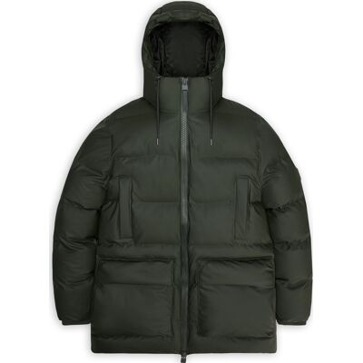 Rains Unisex Alta Long Puffer Cargo Jacket W3T4 Green L Rains Unisex Alta Long Puffer Cargo Jacket W3T4 Green L