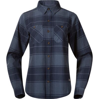 Bergans Women's Nordmarka Flannel Shirt Granite Blue/navy Blue Check L Bergans Women's Nordmarka Flannel Shirt Granite Blue/navy Blue Check L