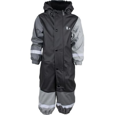 Lindberg Kids' Fagerhult Rain Baby Overall Fleece Black/Anth 98 Lindberg Kids' Fagerhult Rain Baby Overall Fleece Black/Anth 98