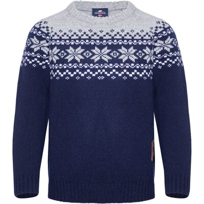 Gridarmor Kids' Snøkrystall Round Neck Ullgenser Dark Navy/Light Grey/White 134/140 Gridarmor Kids' Snøkrystall Round Neck Ullgenser Dark Navy/Light Grey/White 134/140
