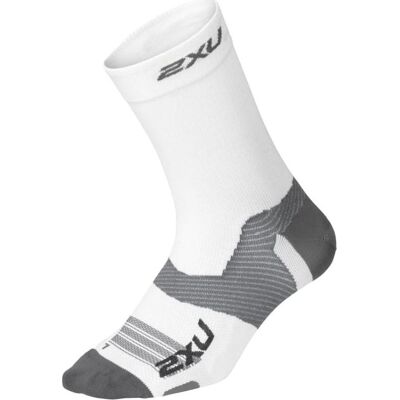 2XU Vectr Light Cushion Crew Sock White/Grey XL 2XU Vectr Light Cushion Crew Sock White/Grey XL