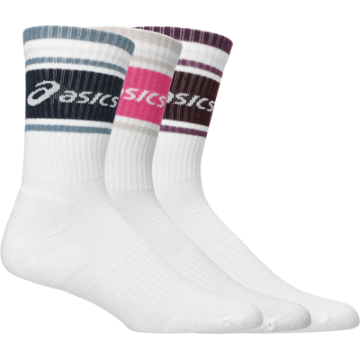 Asics 3 Pack Logo Crew Sock Dark Aubergine/bubblegum/midnight L Asics 3 Pack Logo Crew Sock Dark Aubergine/bubblegum/midnight L