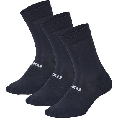 2XU Crew Socks 3 Pack Black/White XL 2XU Crew Socks 3 Pack Black/White XL