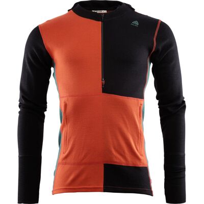 Aclima Men's WarmWool Hoodsweater with Zip Jet Black/Red Clay/North Atlantic Jet Black / Red Clay / North Atlantic S Aclima Men's WarmWool Hoodsweater with Zip Jet Black/Red Clay/North Atlantic Jet Black / Red Clay / North Atlantic S