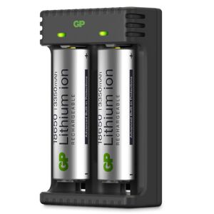 GP Batterier GP-Battery Li-ion 2 Slot Charger Black/Silver OneSize, Black/Silver