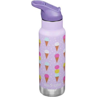 Klean Kanteen Kids' Classic Insulated Water Bottle with Flip Seal Sport Cap and Straw Ice Cream Purple 355 ml Klean Kanteen Kids' Classic Insulated Water Bottle with Flip Seal Sport Cap and Straw Ice Cream Purple 355 ml