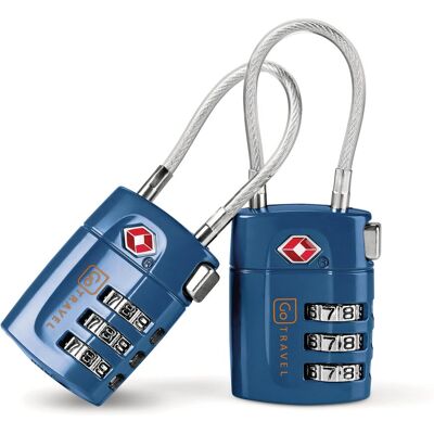 Go Travel Combi Cable Twin Padlocks TSA Blueberry OneSize Go Travel Combi Cable Twin Padlocks TSA Blueberry OneSize