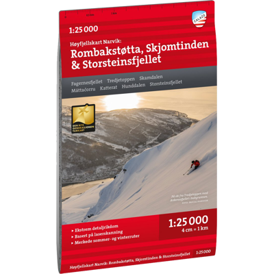 Calazo förlag Narvik: Rombakstøtta, Skjomtinden & Storsteinsfjellet 1:25 000 Alpine map 1:25 000 Calazo förlag Narvik: Rombakstøtta, Skjomtinden & Storsteinsfjellet 1:25 000 Alpine map 1:25 000