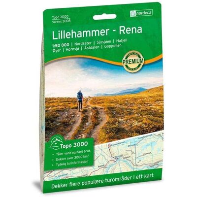 Nordic Maps Topo 3000 Lillehammer-Rena Turkart 1:50000 Nordic Maps Topo 3000 Lillehammer-Rena Turkart 1:50000