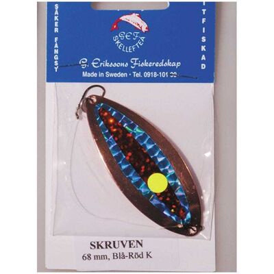 Wiggler Skruven Røyeblink 68mm - Kobber/blå/rød Wiggler Skruven Røyeblink 68mm - Kobber/blå/rød