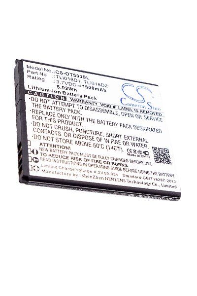 TCL Batteri (1600 mAh 3.7 V, Sort) passende til Batteri til TCL OT-5038X