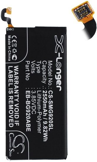 Samsung Batteri (2550 mAh 3.8 V, Sort) passende til Batteri til Samsung SM-G920F Galaxy S VI