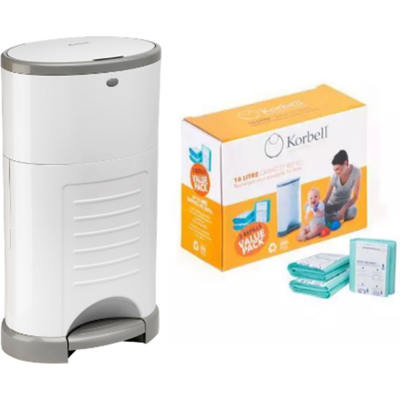 Pakke-deal! Korbell 3-pk bleieposer inkl. bleiebøtte Pakke-deal! Korbell 3-pk bleieposer inkl. bleiebøtte