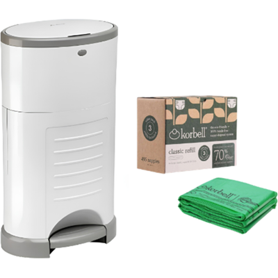 Pakke-deal! Korbell 3-pk bleieposer inkl. bleiebøtte Pakke-deal! Korbell 3-pk bleieposer inkl. bleiebøtte
