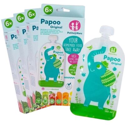 Petite&Mars Papoo Gjenbrukbare Smoothieposer - 24stk 150ml Petite&Mars Papoo Gjenbrukbare Smoothieposer - 24stk 150ml