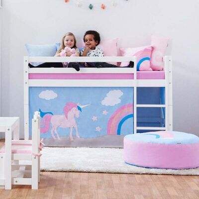 Hoppekids Halvhøy Seng 70x160cm, med Unicorn gardin Hoppekids Halvhøy Seng 70x160cm, med Unicorn gardin