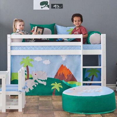 Hoppekids Halvhøy Seng 70x160cm, med Dino gardin Hoppekids Halvhøy Seng 70x160cm, med Dino gardin
