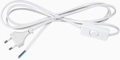 Airam ledningsbryter med 2,5 m kabel hvit 2,5A/250V