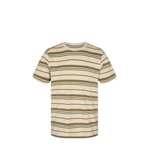 Anerkjendt Akrod S/S Multi Stripe - Gots T-shirts Short-sleeved Kakigrønn Anerkjendt