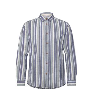 Anerkjendt Akleif L/S Cot Stripe Skjorte Casual Blå Anerkjendt