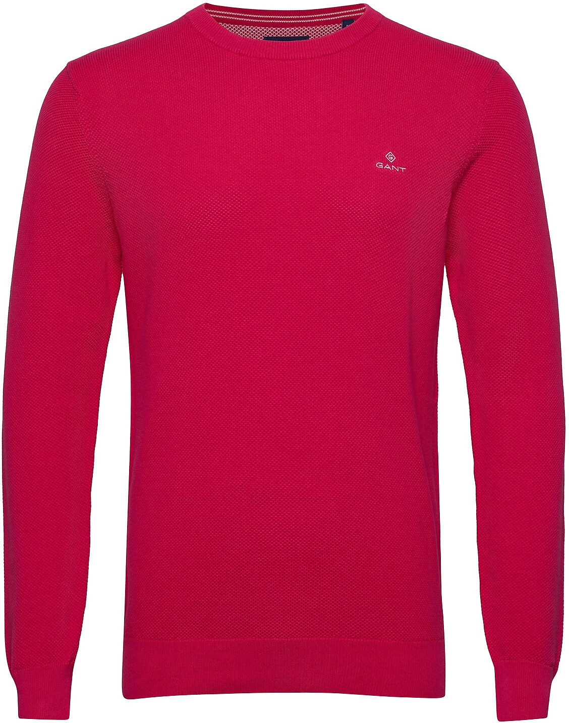 GANT Cotton Pique C-Neck Strikkegenser M. Rund Krage Rosa GANT