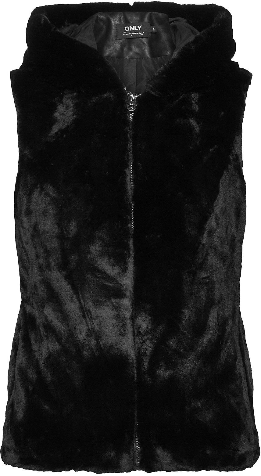 ONLY Onlmalou Faux Fur Waistcoat Cc Otw Vests Padded Vests Svart ONLY