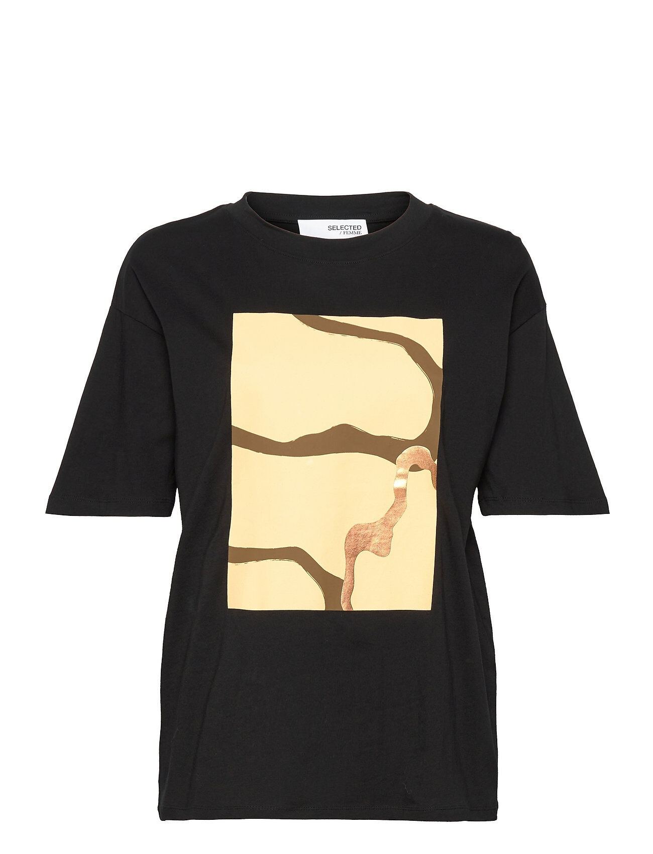 Selected Femme Slfmiralda 2/4 Printed Tee M T-shirts & Tops Short-sleeved Svart Selected Femme