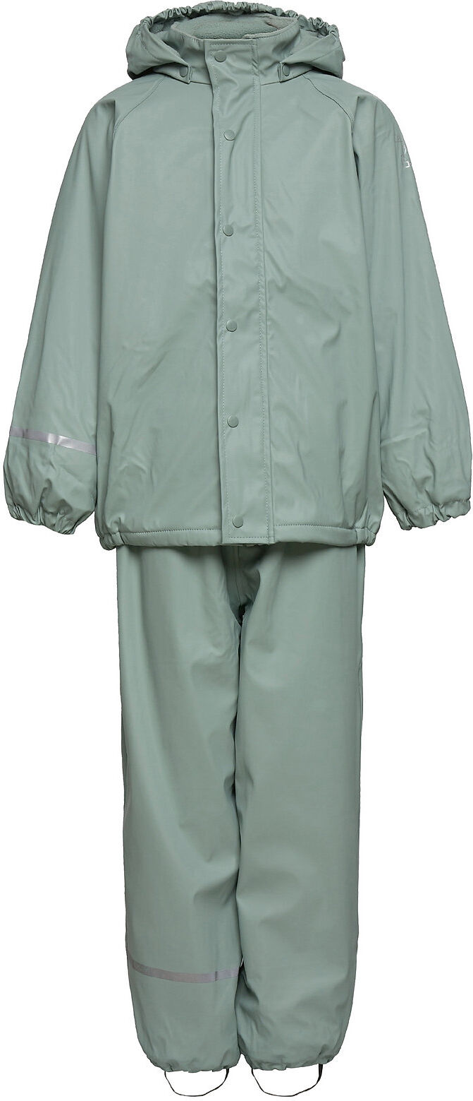 CeLaVi Rainwear Set -Solid, W.fleece Outerwear Coveralls Rainwear Sets & Coveralls Grønn CeLaVi