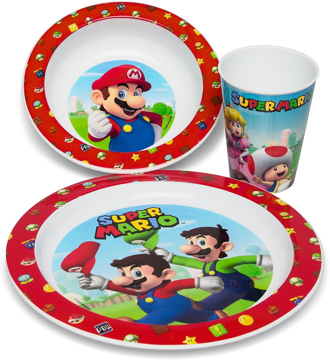 Euromic Super Mario 3-Pcs. Kids Microwavable Set Home Meal Time Dinner Sets Multi/mønstret Euromic