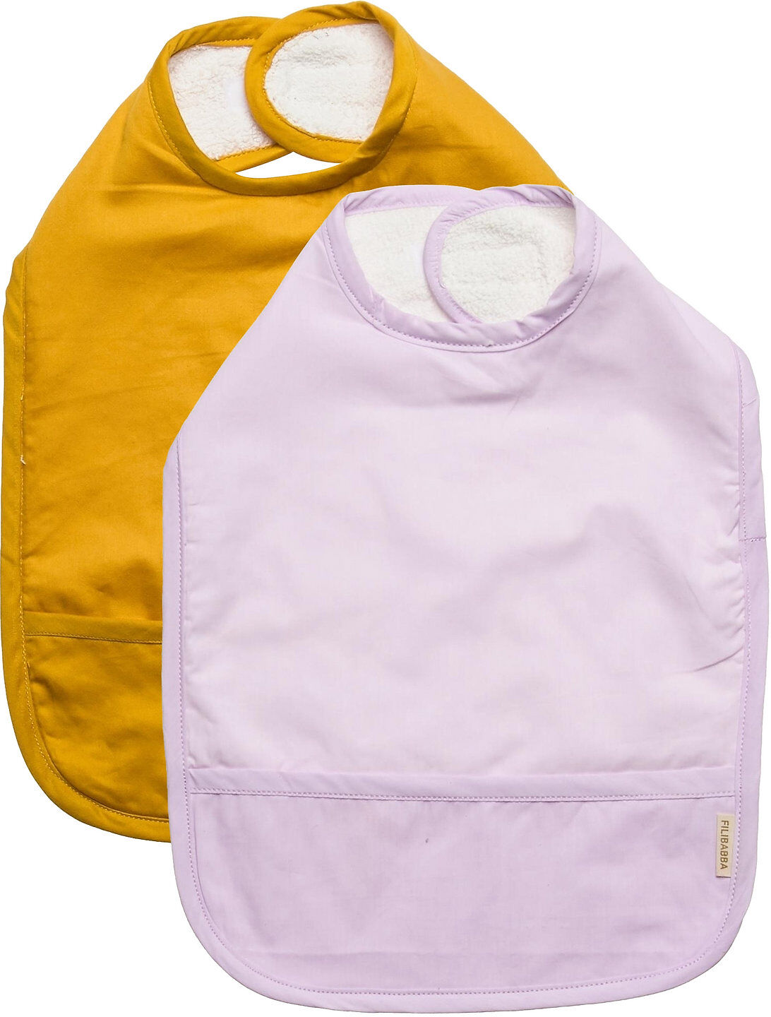 Filibabba Bibs With Velcro 2-Pack - Golden Mustard/Light Lavender Home Meal Time Bibs Lilla Filibabba