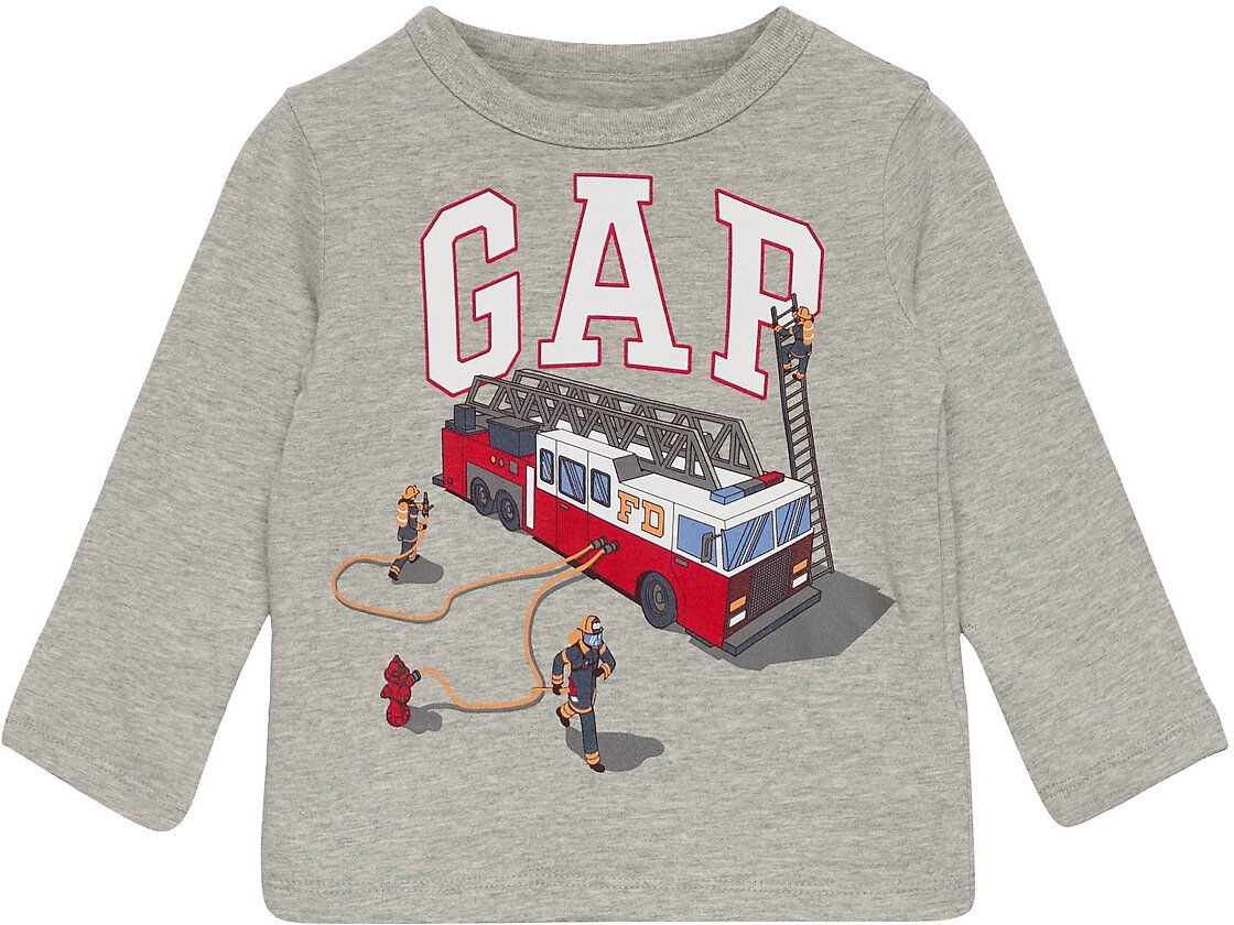 GAP Toddler 100% Organic Cotton Mix And Match Gap Logo Graphic T T-shirts Long-sleeved T-shirts Grå GAP