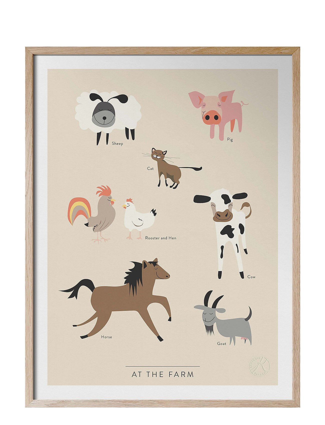 Kunskapstavlan® At The Farm - På Engelska Home Kids Decor Posters Rosa Kunskapstavlan®