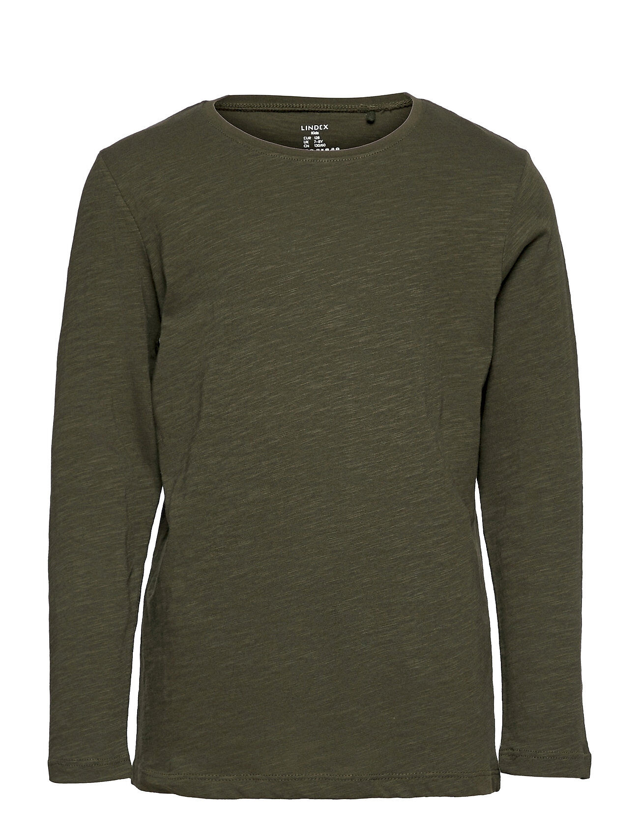 Lindex Top L S Basic Solid Slub T-shirts Long-sleeved T-shirts Grønn Lindex