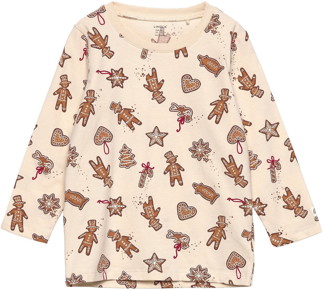 Lindex Top Aop Gingerbread T-shirts Long-sleeved T-shirts Multi/mønstret Lindex