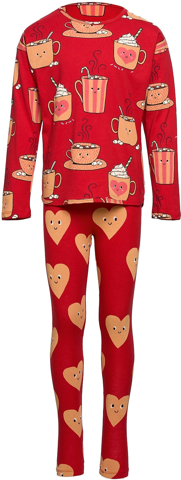 Lindex Top Leggings Set Hot Cocoa Pyjamas Sett Rød Lindex