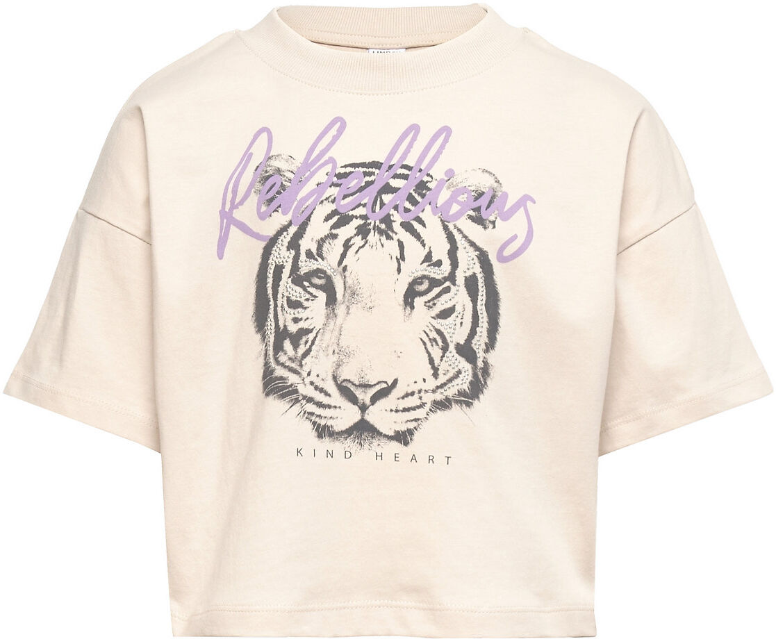 Lindex T-Shirt Rio Tiger Print T-shirts Short-sleeved Beige Lindex