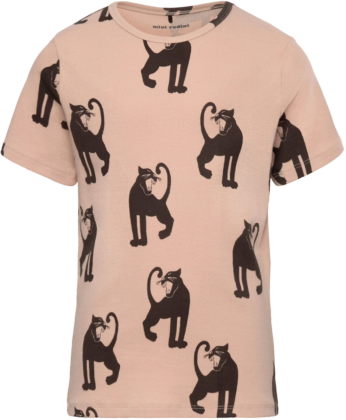 Mini Rodini Panther Rib Ss Tee -X- T-shirts Short-sleeved Rosa Mini Rodini