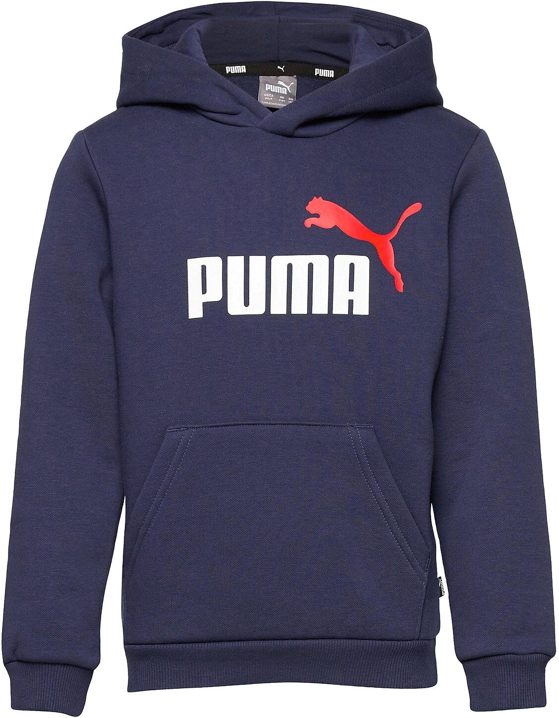 PUMA Ess+ 2 Col Big Logo Hoodie Fl B Hettegenser Genser Blå PUMA