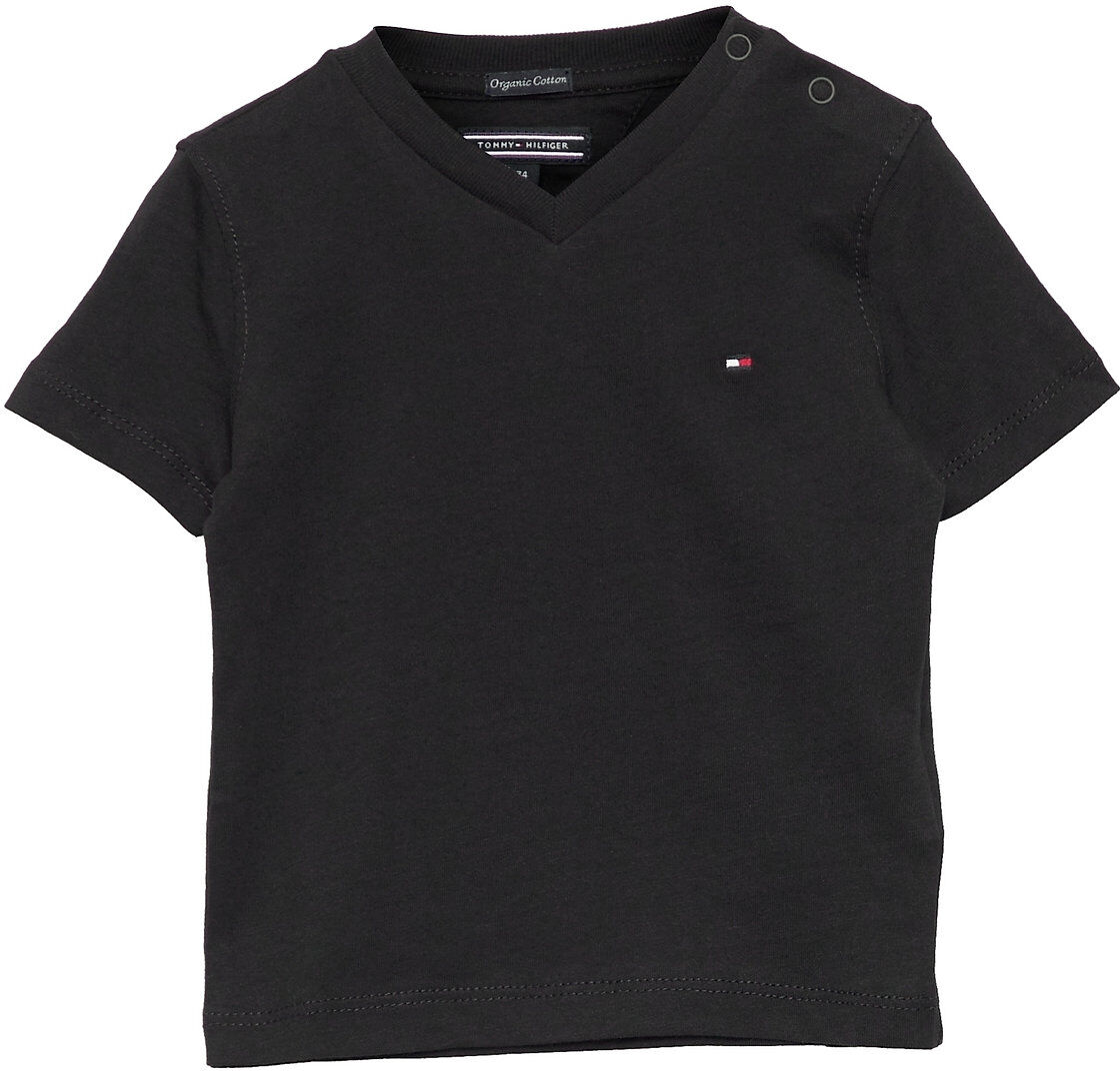 Tommy Hilfiger Boys Basic Vn Knit S/S T-shirts Short-sleeved Svart Tommy Hilfiger